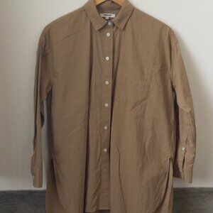 Madewell The Signature Poplin Oversized Shirt XXS Seed Khaki EEUC